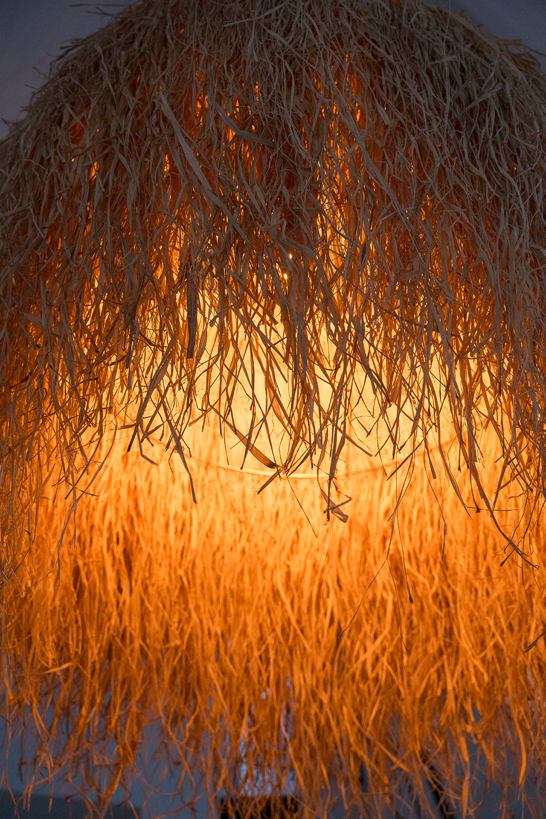Large dome raffia pendant hanging light woven lighting handmade outdoor friendly customisable