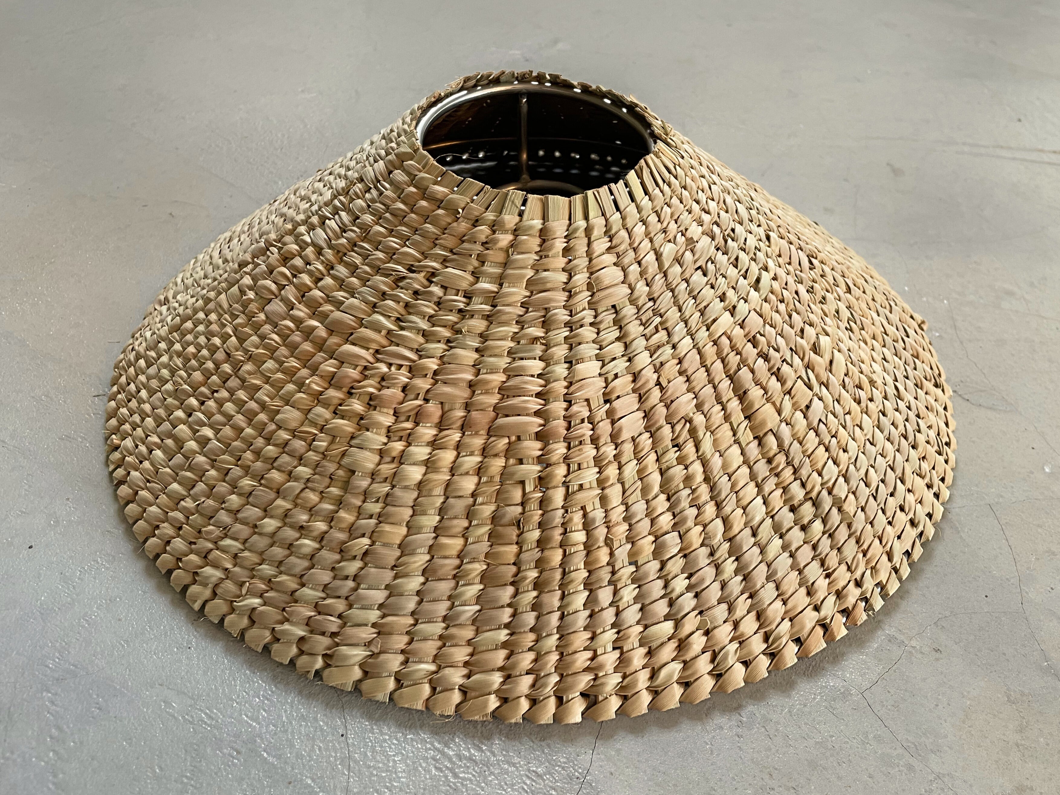 Handmade natural grass pendant hanging light lampshade woven lighting outdoor friendly customisable new modern safari lodge luxury interior