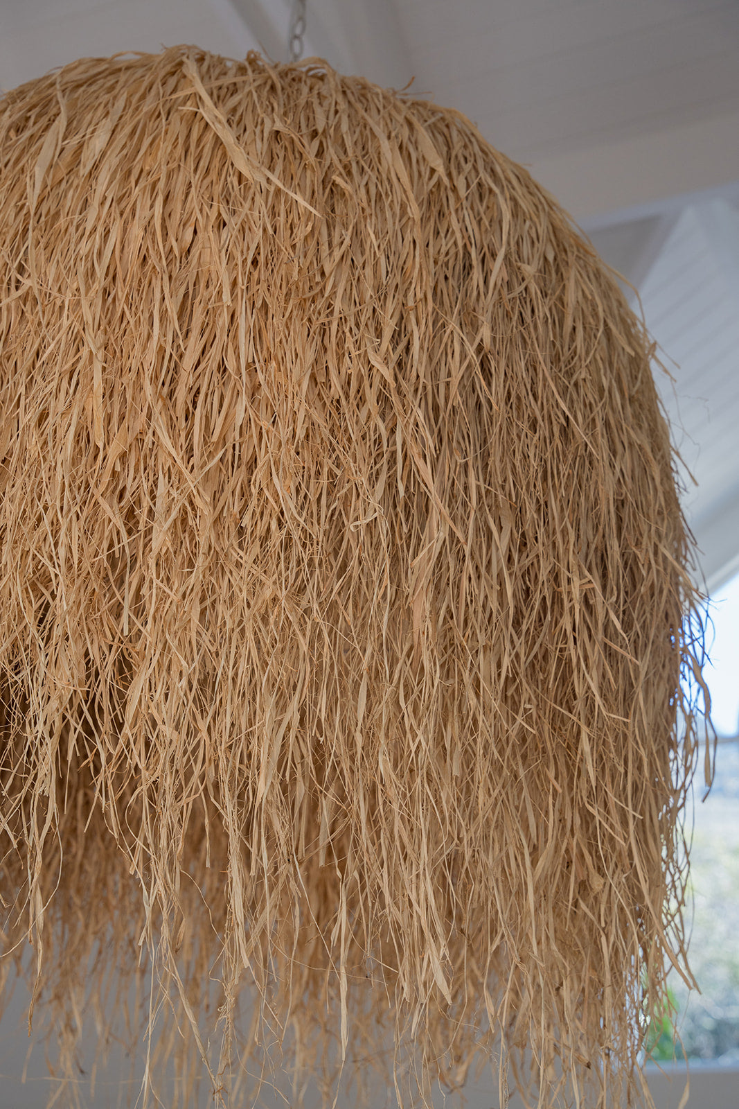 Large dome raffia pendant hanging light woven lighting handmade outdoor friendly customisable