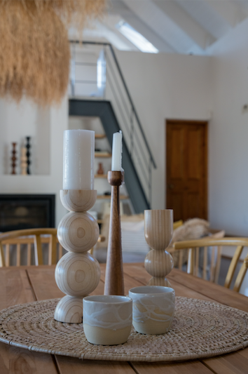 Tea light bottle necks | Wood turned candle holders
