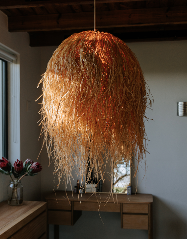Bush baby dome raffia pendant
