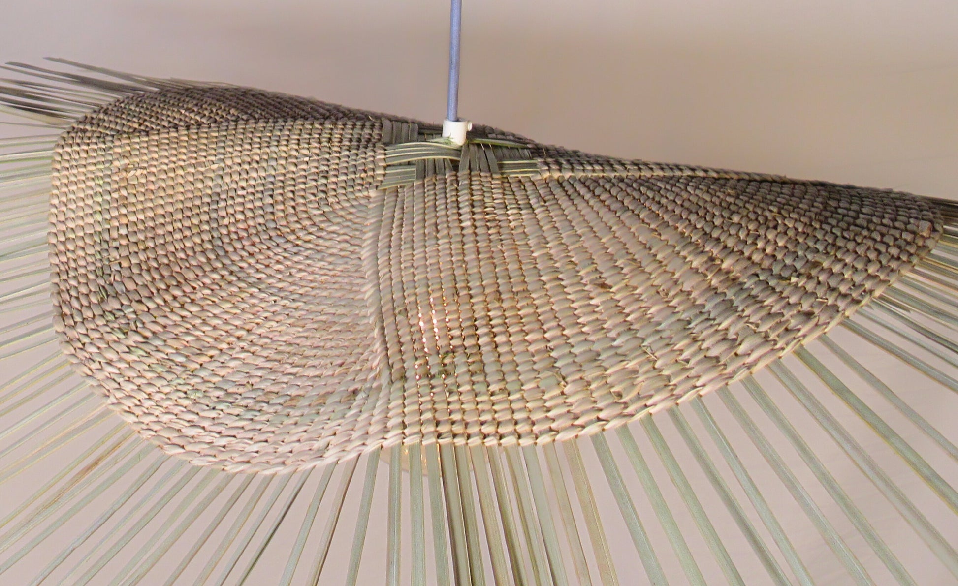 Handmade natural grass pendant hanging light lampshade woven lighting customisable locally made new modern safari lodge luxury interior