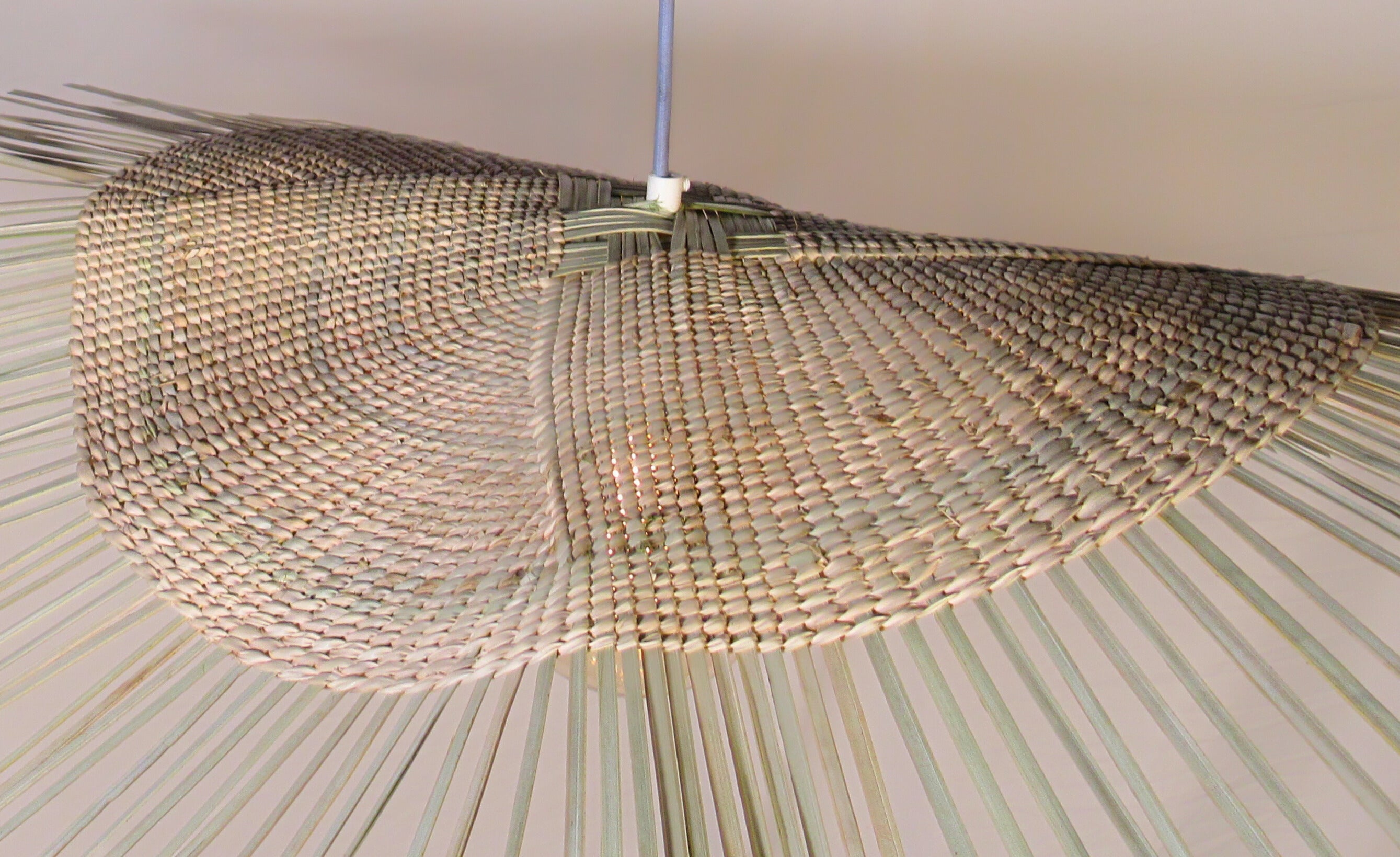 Handmade natural grass pendant hanging light lampshade woven lighting customisable locally made new modern safari lodge luxury interior