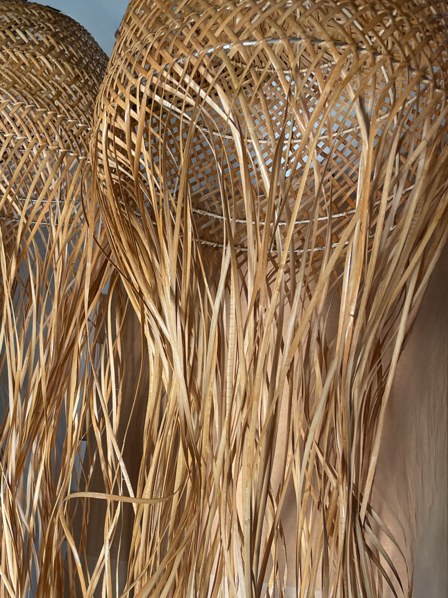 Two wide woven jellyfish shades on display