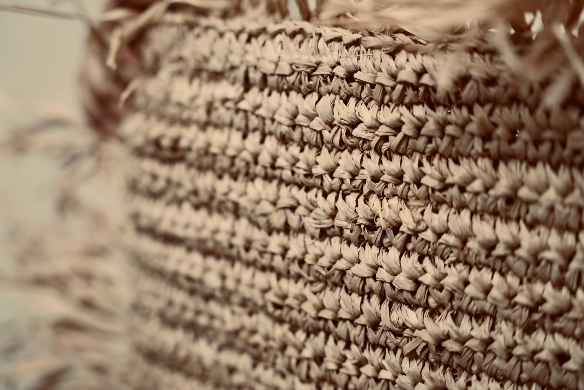 A close-up of the Raffia cushion cover to showcase the intricate handweaved pattern