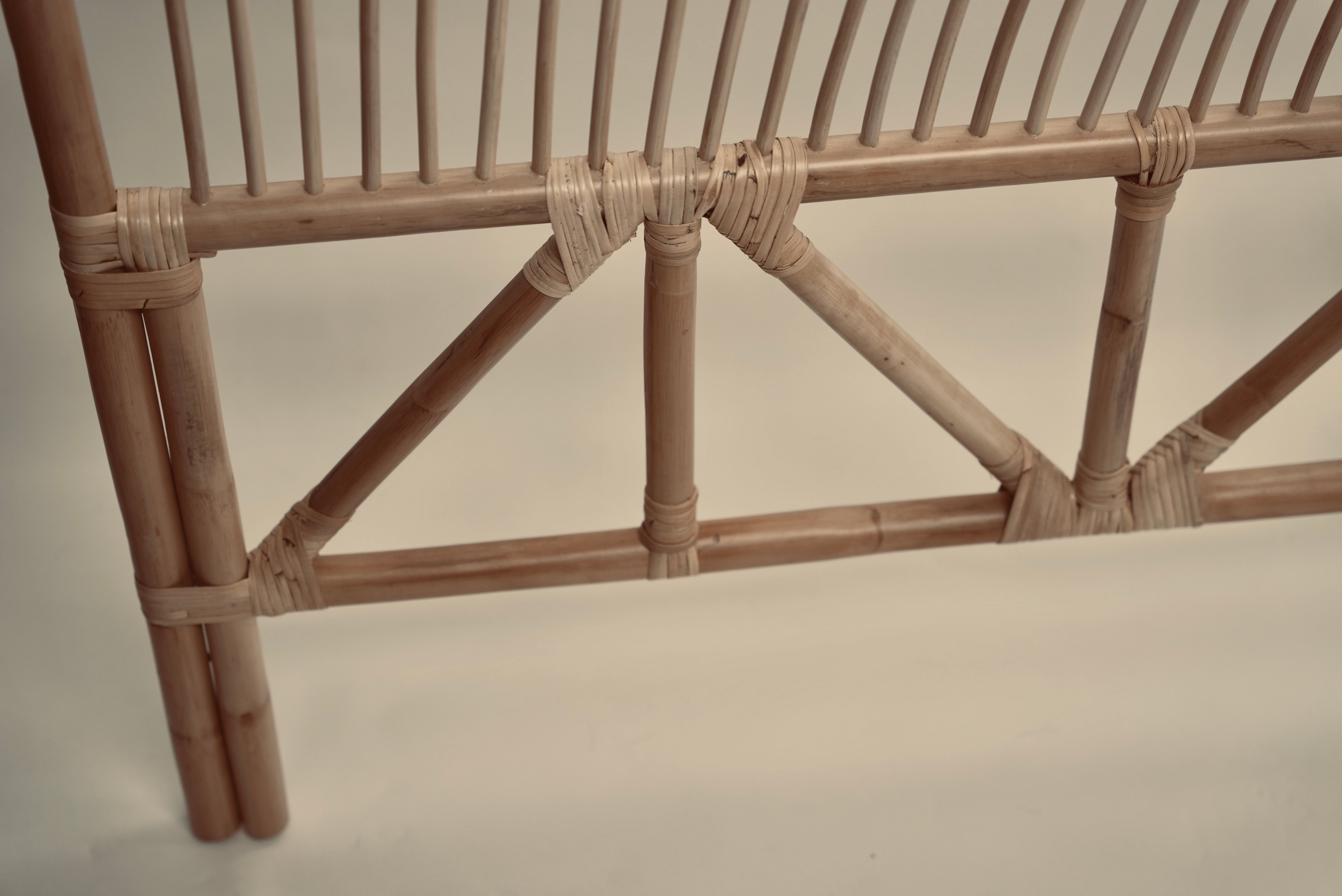The Muji headboard photographed against a neutral wall showcasing the bottom half of the headboard